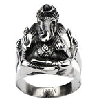 Stainless Steel Black Oxidized Ganesh Ring