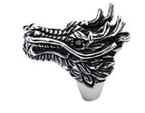 Stainless Steel Black Oxidized Dragon Head Ring