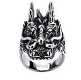 Stainless Steel Black Oxidized Dragon Head Ring
