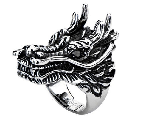 Fashion Vintage Stainless Steel Norse Viking Dragon Head Rings Punk Biker  Dragon Scale Ring For Men Creative Amulet Jewelry Gift - AliExpress