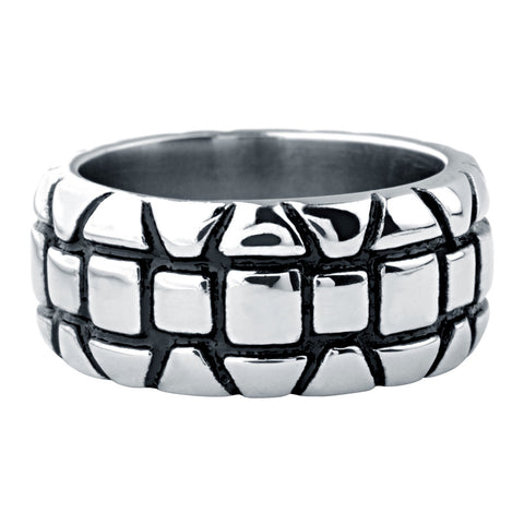 Stainless Steel Ring w/ Oxidized Groove Designs