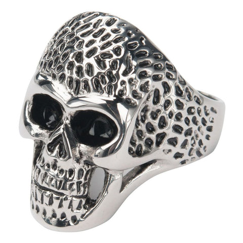 Stainless Steel Dotted Skull Ring