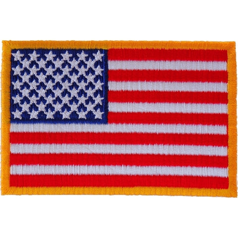 P2046 US Flag Patch Small Yellow Border 3 Inch
