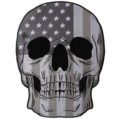 PL6031 Skull Subdued American Flag Embroidered Iron on Patch