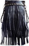 CHIC1000-BLK crossbody handbag - Fringe 3 layer with Antique Copper m