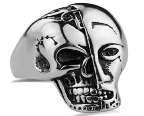 R181 Stainless Steel Terminator Skull Face Biker Ring