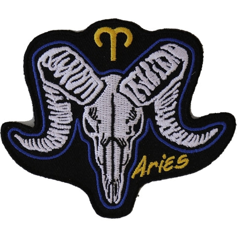 P5479 Aries Skull Zodiac Sign Patch