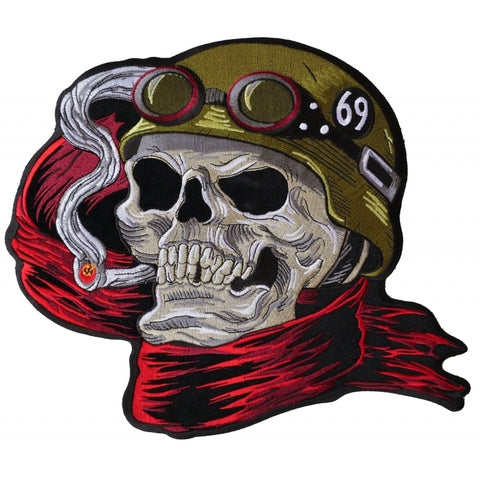 PL6016 Biker Skull Embroidered Iron on Patch