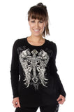 7299 Long Sleeve V-Neck with Cross and Wings