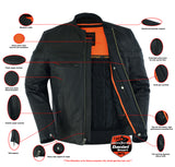 DS768 Men's Sporty Lightweight Leather Cross Over Jacket