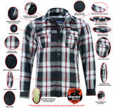 DS4672 Armored Flannel Shirt - Black, White & Red
