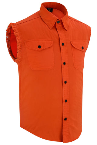 DM6003 Men's Orange Lightweight Sleeveless Denim Shirt