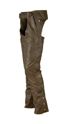 DS478R Unisex Double Deep Pocket Thermal Lined Chaps (Brown)