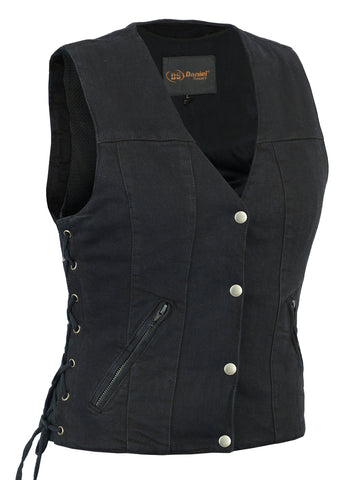 DM906BK Women's Single Back Panel Concealed Carry Denim Vest