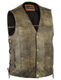 DS107 Men&#039;s Antique Brown Single Back Panel Concealed Carry Vest