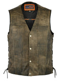 DS107 Men&#039;s Antique Brown Single Back Panel Concealed Carry Vest