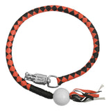 GBW209B Leather Biker Whip-Orange/Black W / White Pool Ball