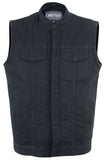 DM982 Men&#039;s Black Denim Single Back Panel Concealment Vest w/Rem