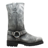 1442SBKM Men's Harness Zipper Boot Black Stone Wash Leather