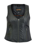 DS244 Women's Stylish Open Neck Zipper Front Vest
