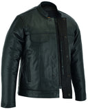 DS788 Men&#039;s Full Cut Leather Shirt with Zipper/Snap Front