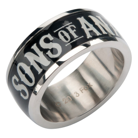 Sons of Anarchy "SONS OF ANARCHY" IP Black Stainless Steel Ring