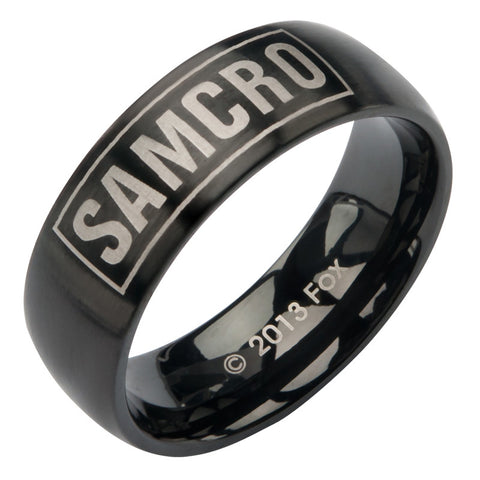 Sons of Anarchy IP Black "SAMCRO" Stainless Steel Ring