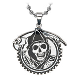 Sons of Anarchy Stainless Steel Grim Reaper Geard with Gunsickle Pendants with Ball Chain