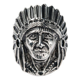 Stainless Steel Black Oxidized Indian Chief Face Ring