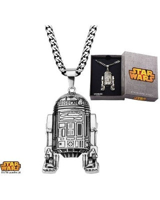 Stainless Steel Star Wars R2D2 Pendant with 24" Chain