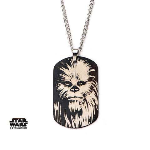 Stainless Steel Star Wars Chewbacca Face Dog Tag Pendant with 24" Chain