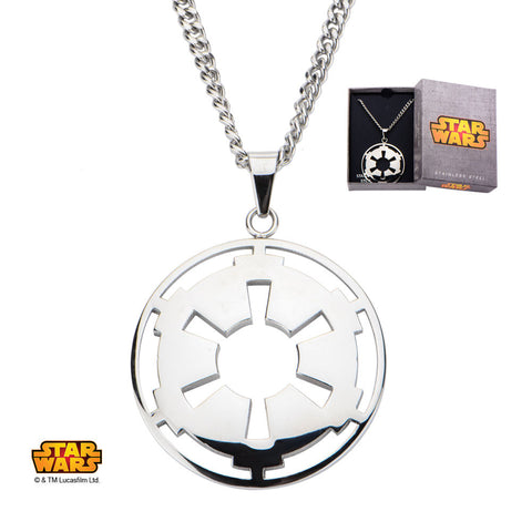 Stainless Steel Star Wars Galactic Empire Symbol Enamel Pendant with 24" Chain
