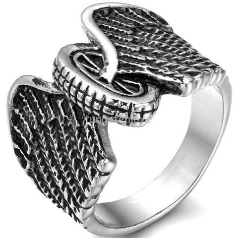 Stainless Steel Winged Wheel Ring – BikersRings